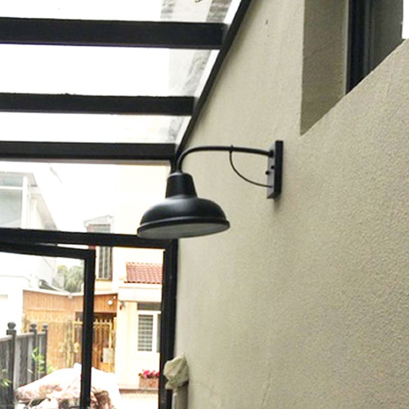 Antique Schwanenhalsstamm Wandleuchter Metall 1-Licht-Wandmontage in schwarzem und gealtertem Messing