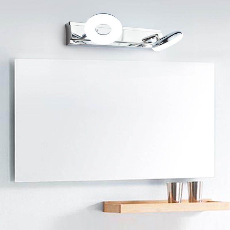 Lámpara de espejo simple moderno lámpara de espejo de acero inoxidable de acero inoxidable luz de espejo de maquillaje ajustable para baño