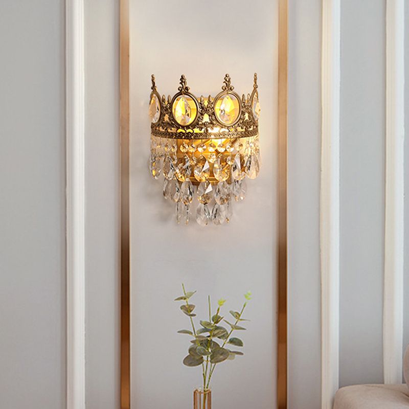 Contemporary Style Crown Wall Sconce Light Simplicity Wall Lamp with Crystal Shade