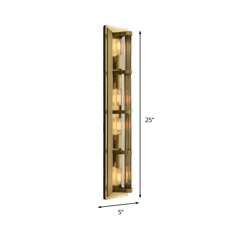 Tube Sconce Light Traditionary Metal 2/3/4 Heads Black/Gold Wall Lamp Fixture for Living Room
