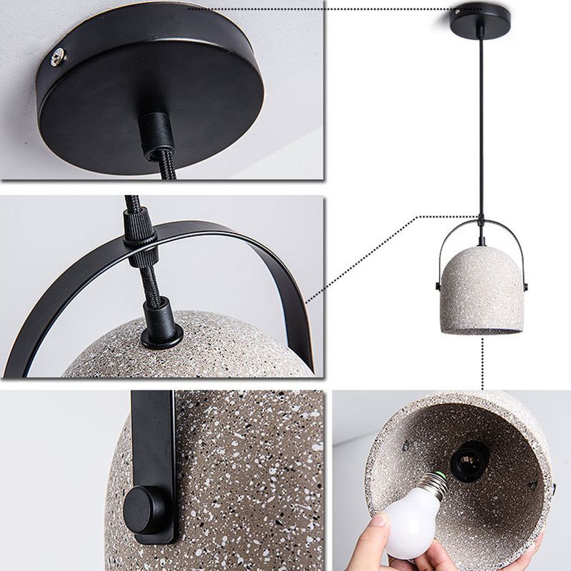 Glockendecke Anhänger leichte minimalistische Zement -Esszimmer Hanging Lamp Kit