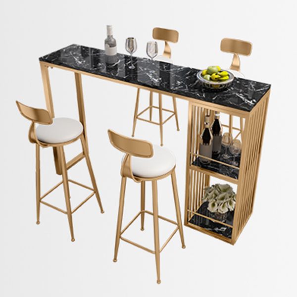 Modern Bar Table Set 1/2/3/5/7 Pcs Faux Marble Rectangular Bar Set for Indoor