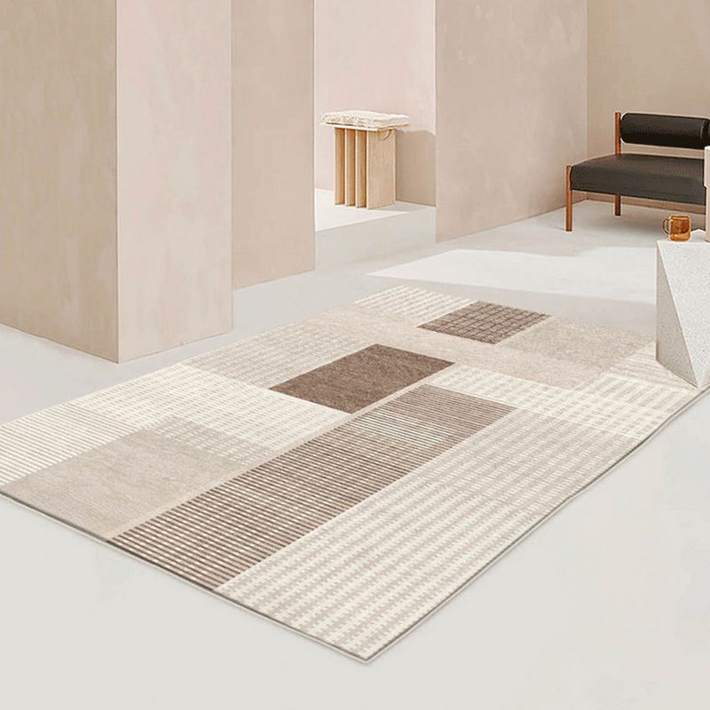 Contemporary Rug Polyester Simple Rug Non-Slip Backing Rug for Home Decor