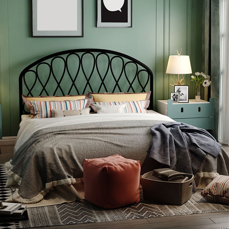 Open-Frame  Bed,47.24" H Arched Headboard Slat Bed with Metal Legs