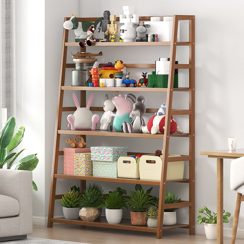 Modern Open Back Ladder Bookshelf Engineered Wood Bookcase with Shelves