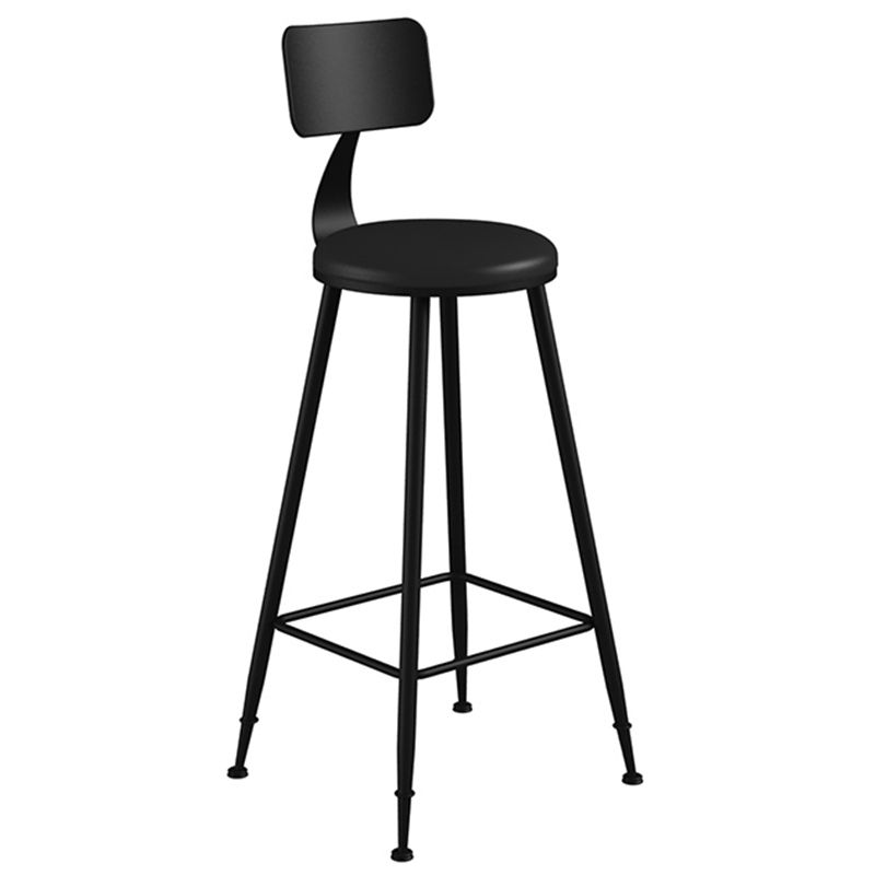 Industrial Style Armless Counter Stool Faux Leather Counter-height Stool