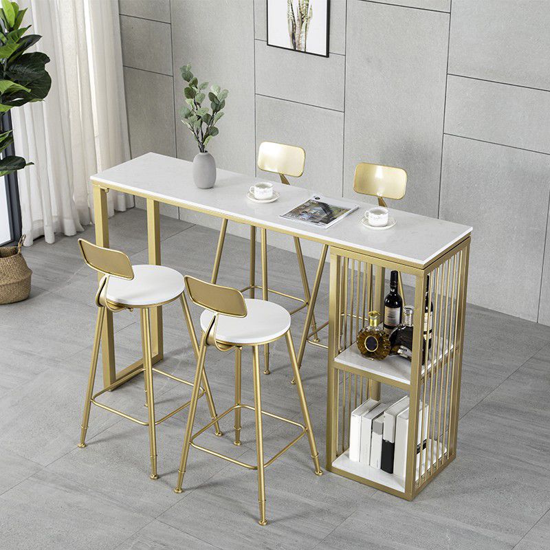Rectangular Bar Table Set Glam 1/2/3/5 Pieces Bar Table and Stools for Dining Room