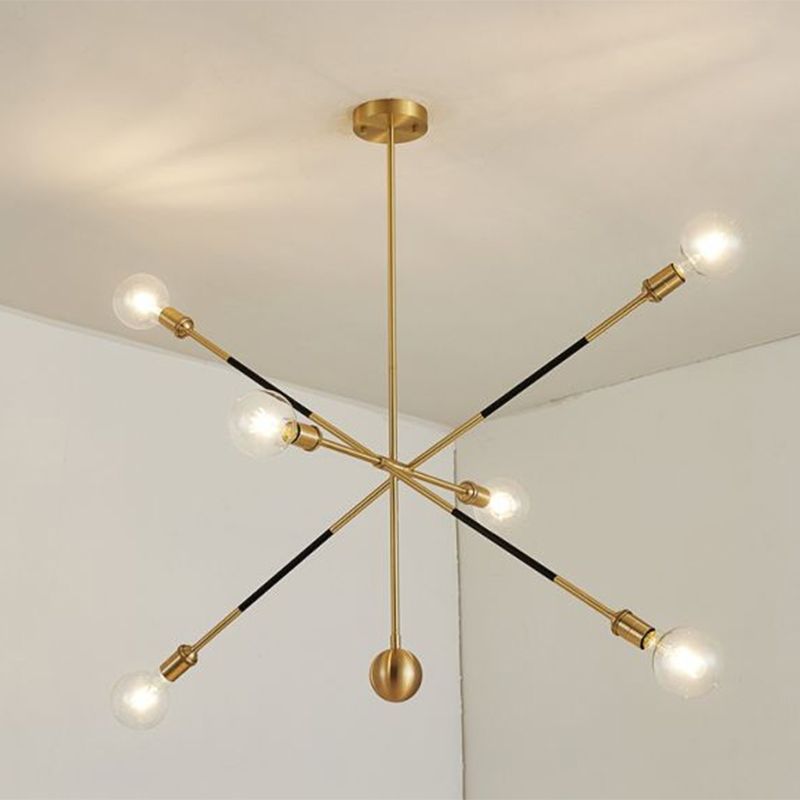 Lampadario nera e oro a scoppio minimalismo 6 luci lampada a sospensione metallica con design regolabile