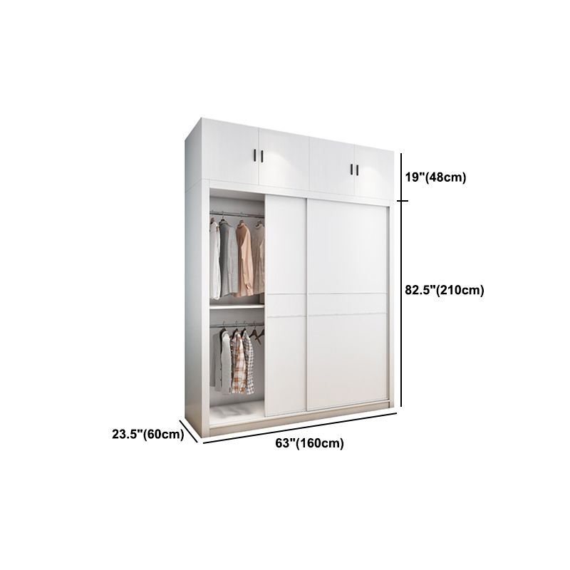 Contemporary Style Wardrobe Armoire White Engineered Wood Wardrobe with Drawer