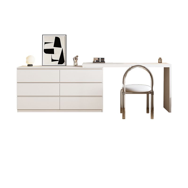 Modern With Drawer White Wood Bedroom With Stool Mirror Dressing Table