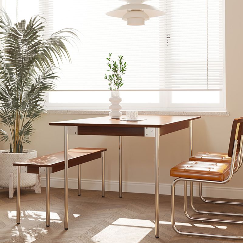 Simple Solid Wood Dining Table Brown Standard Dining Table for Kitchen