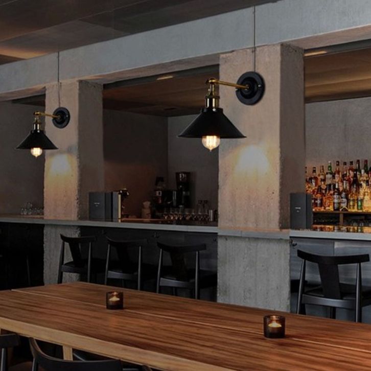 Industrial Style Wall Sconce Metal 1 Light Sconces for Living Room