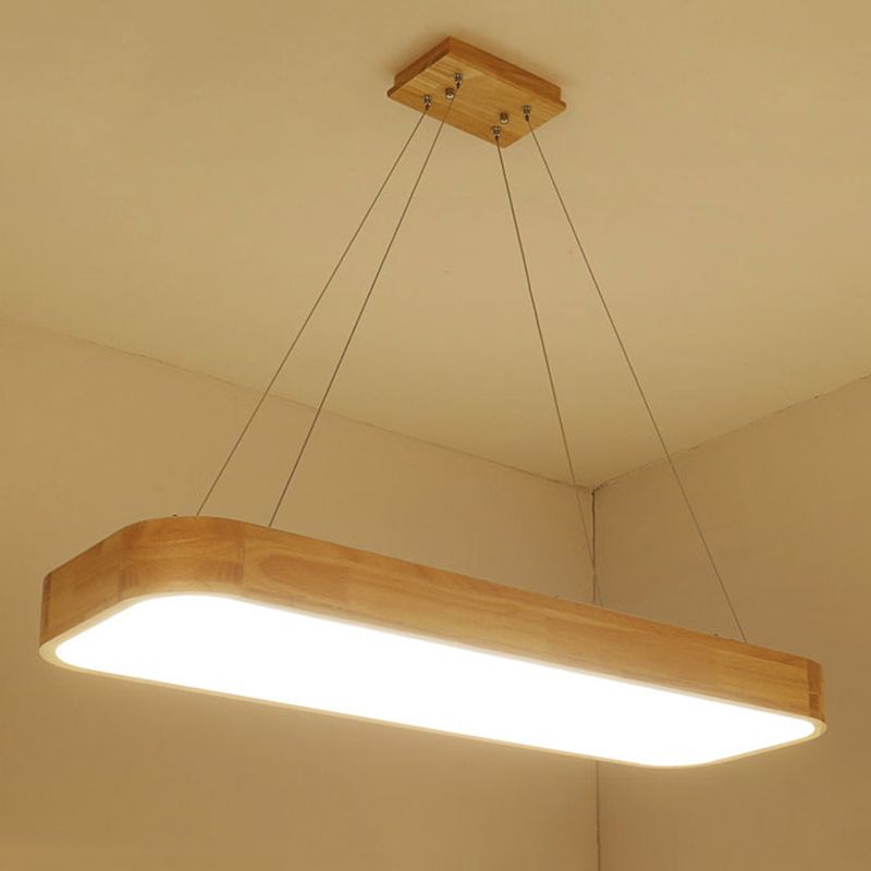 Luce a ciondolo a LED rettangolare in legno nella moderna semplicità lampada appesa acrilica per il luogo commerciale