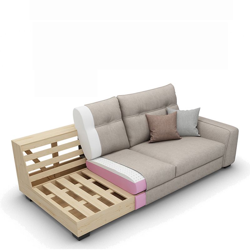 Tufted Back Sectional with Bolster Pillows Sqaure Arm Sectional