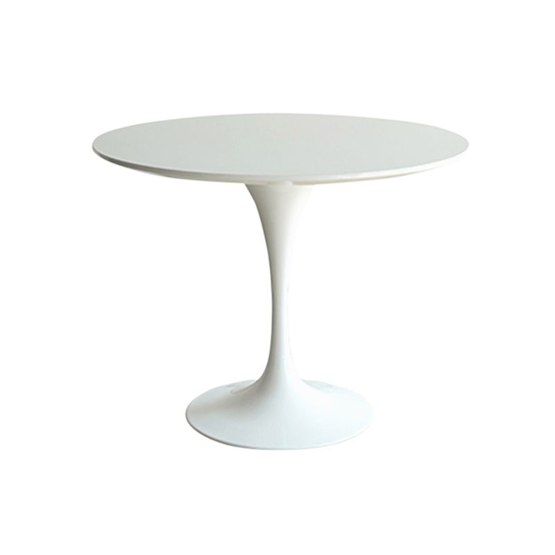 White Modern Round Stone Tabletop Dining Table with Tulip Base