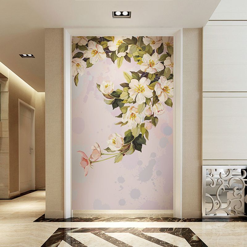 Elegant Wall Decor for Gallery, Pink and Green Camellia, Customized Size Available