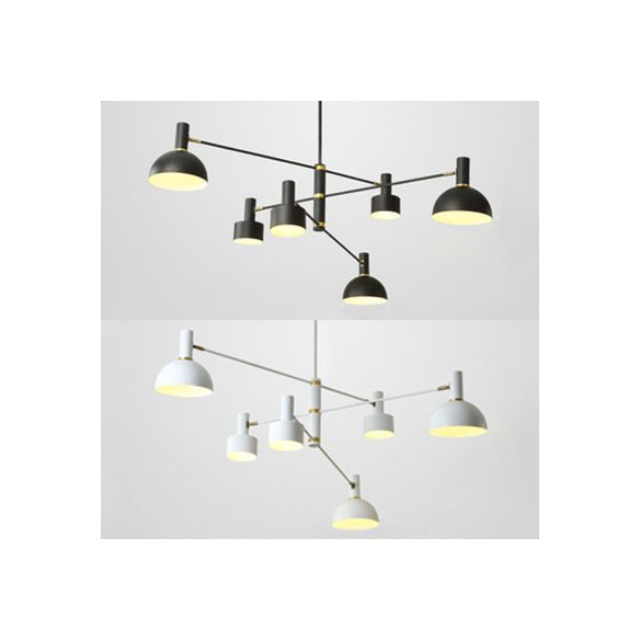 Ronde en koepelkroonluchter metaal 6 koppen Noordse stijlvol hanglamp voor hotelrestaurant