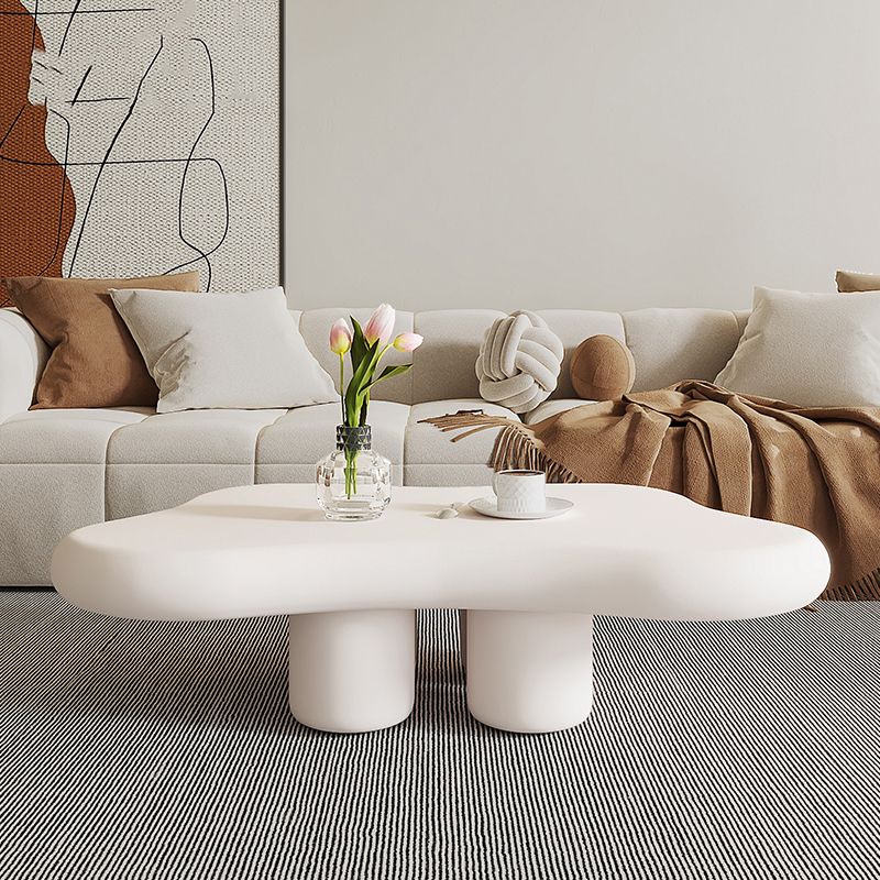 No Distressing 1 Coffee Table 2 Legs White Wood Single Coffee Table