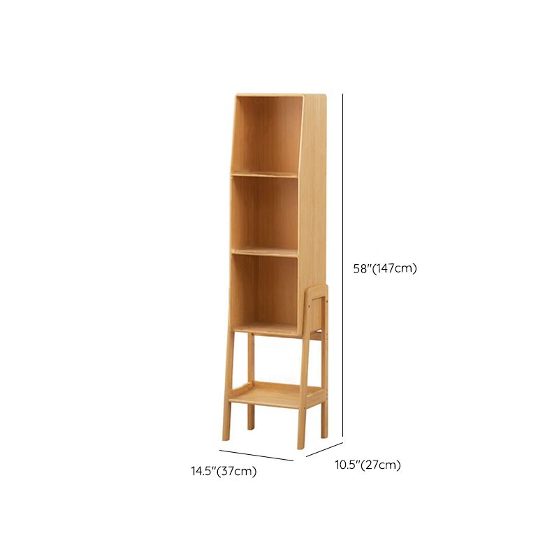 Closed Back Bamboo Bookshelf Contemporary Vertical Bookcase with Shelves