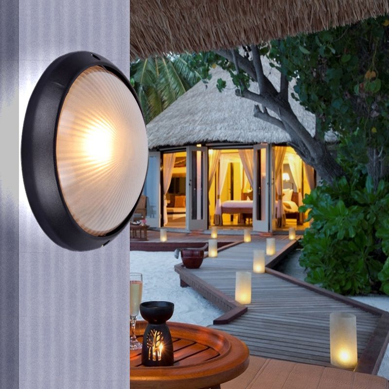 1-Light Flush Mount Light Fixture Traditional Dome Close To Ceiling Lamp with White Glass Shade