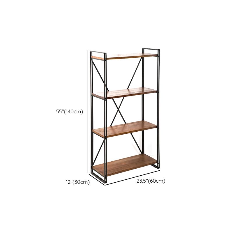 Wooden Open Back Bookshelf Etagere Industrial Bookcase with Shelves