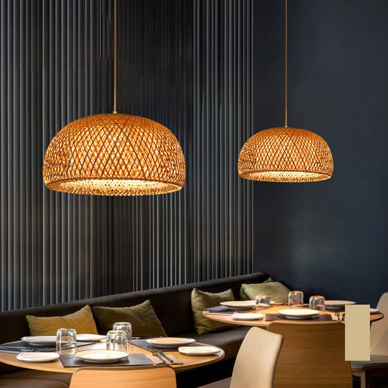 Contemporary Hanging Light Rattan Pendent Lighting Fixture for Dining Room