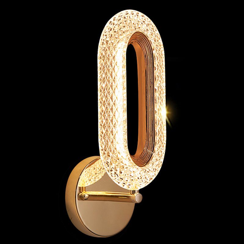 Nordic Circle Shade Wall Sconce Light, Luxury Acrylic Linear Sconce Light Fixture for Bedroom