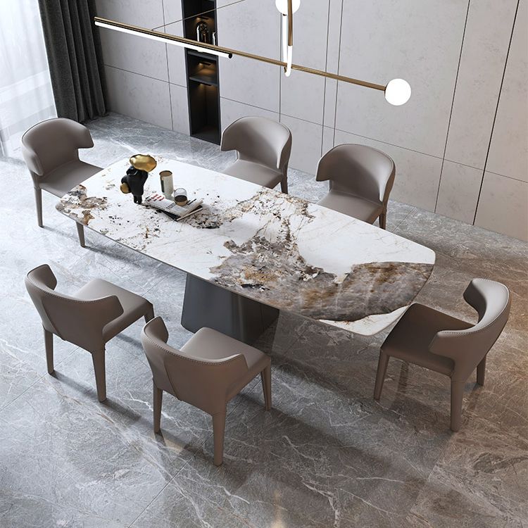 Modern Rectangle Dinette Set 1/3/4/7 Pieces Sintered Stone Top Dining Table Set
