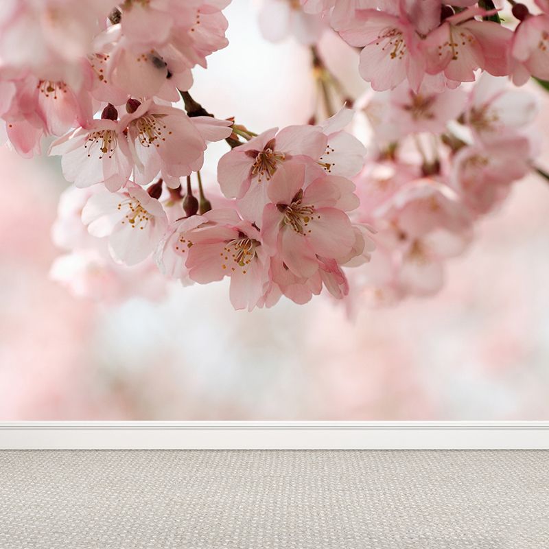 Pink Cherry Stamens Mural Wallpaper Water Protection Modern Living Room Wall Covering