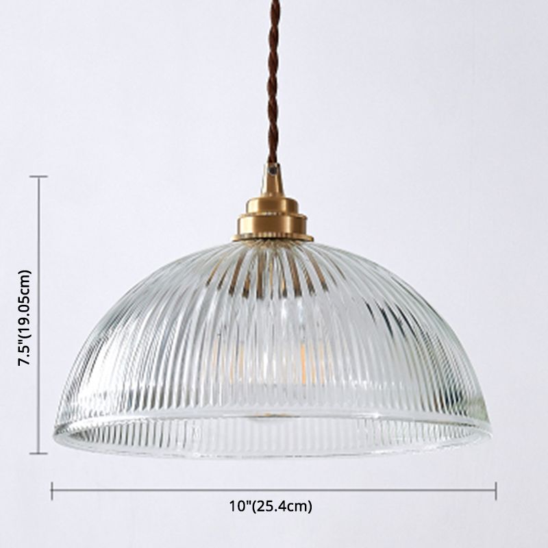 Retro Industrial 1 Light Pendant Prismatic Glass Dome Pendant Lighting  for Living Room