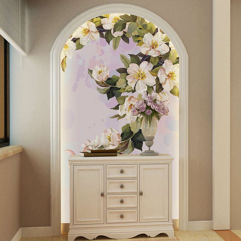 Elegant Wall Decor for Gallery, Pink and Green Camellia, Customized Size Available