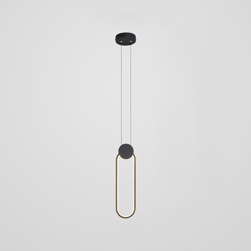 Luz de techo colgante de anillo Ligera colgante moderna Candelera de orbe de metal en acabado negro