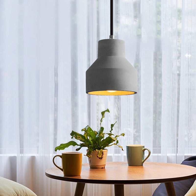 Dome/Can/Barn Cement Ceiling Light Vintage 5"/5.5"/8" Wide 1 Light Restaurant Mini Pendant Lamp Fixture in Grey