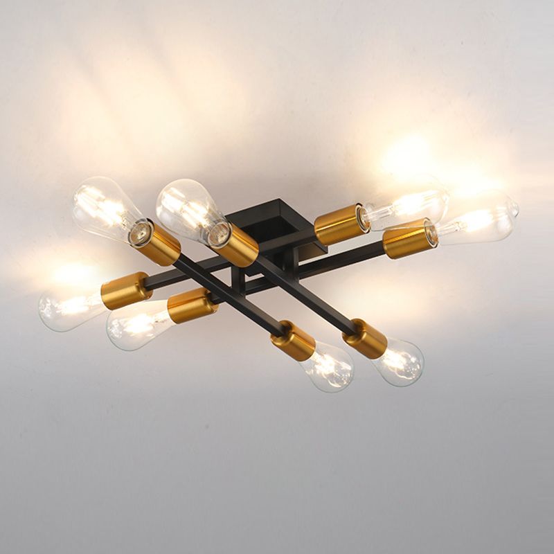 Industrial Linear Semi Mount Lighting Metal Ceiling Mount Light Fixture