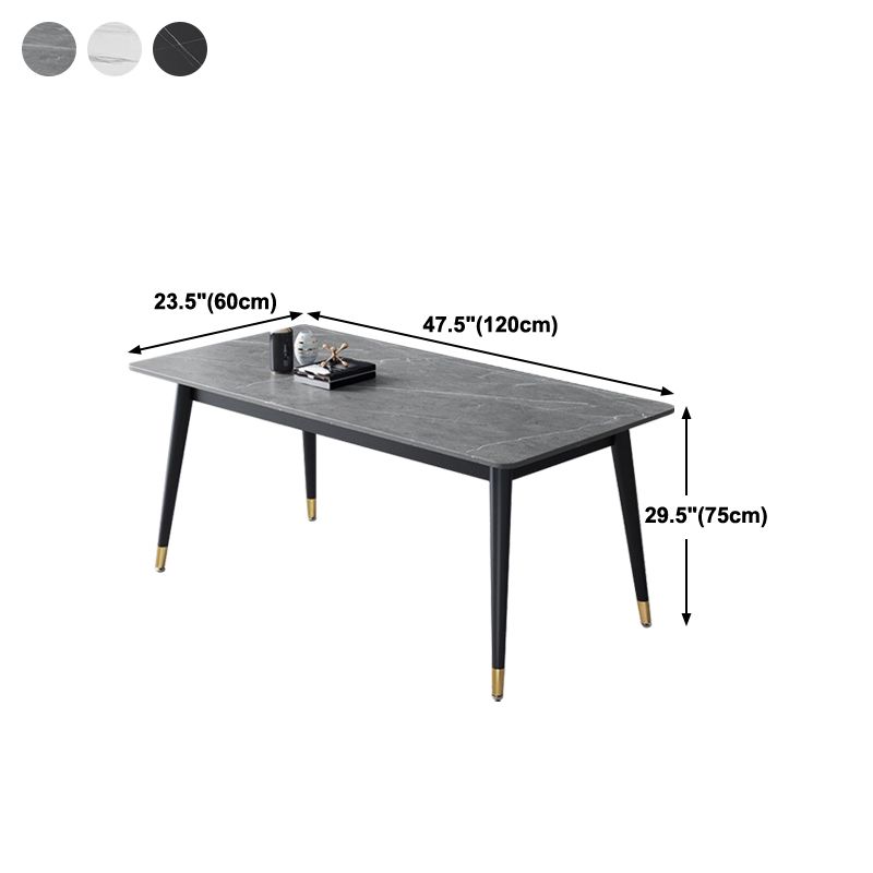 Mesa de comedor de piedra rectangular glamorosa mesa de acabado mate con 4 patas