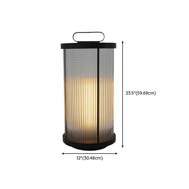 Modern Outdoor Lamp Minimalist Solar Lamp with Glass Shade for Backyard