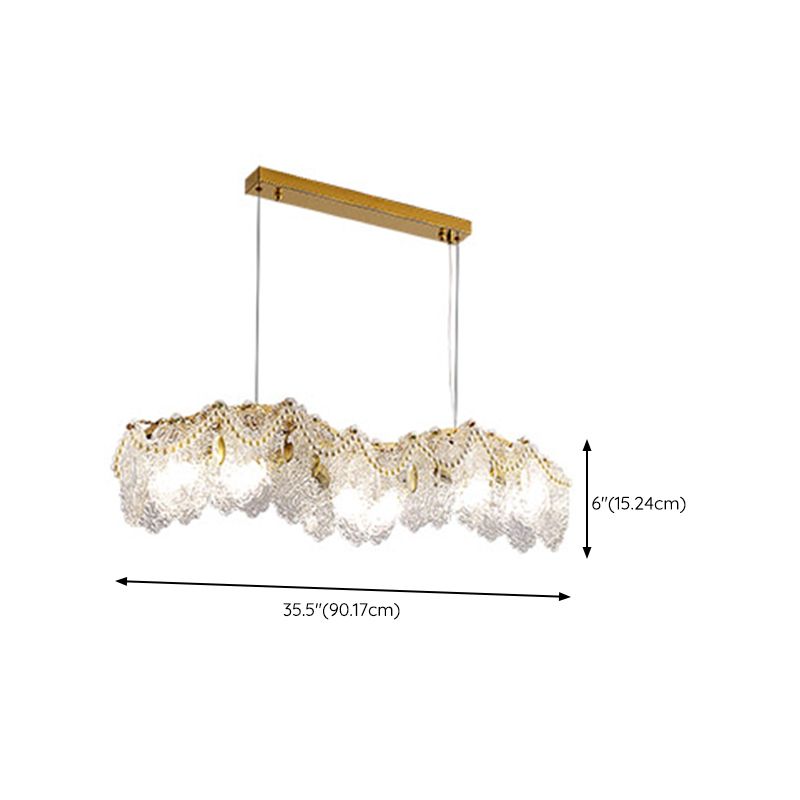 Metal Modern Pendant Light Oval Shape Island Light with Glass Shade for Living Room