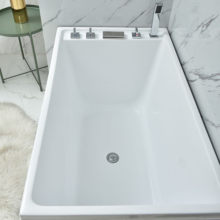 Freestanding Acrylic Rectangular Bath Soaking Center White Bathtub