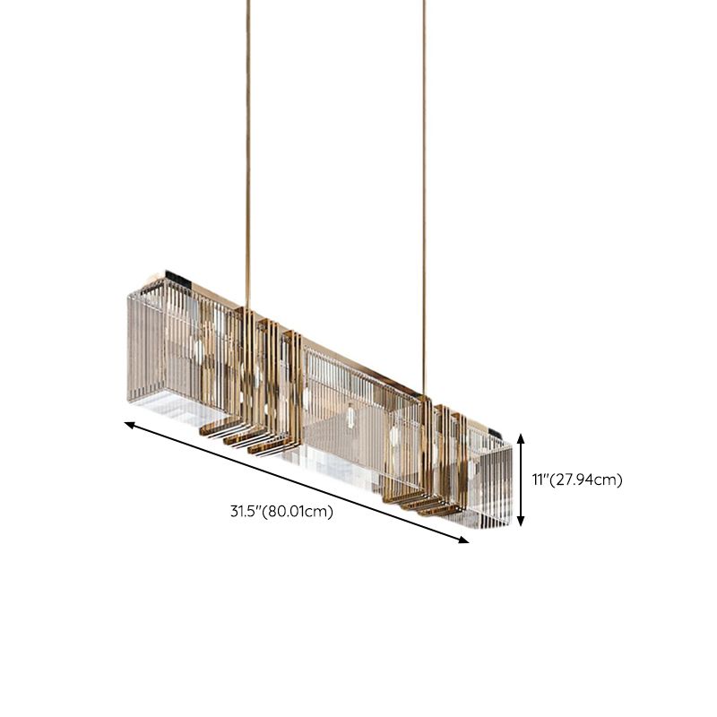 Nordic Style Hanging Lamp Rectangle Shape Island Light Fixture for Living Room