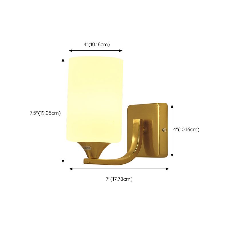 Simple Wall Sconce Cylinder Wall Light Fixture in Gold for Bedroom