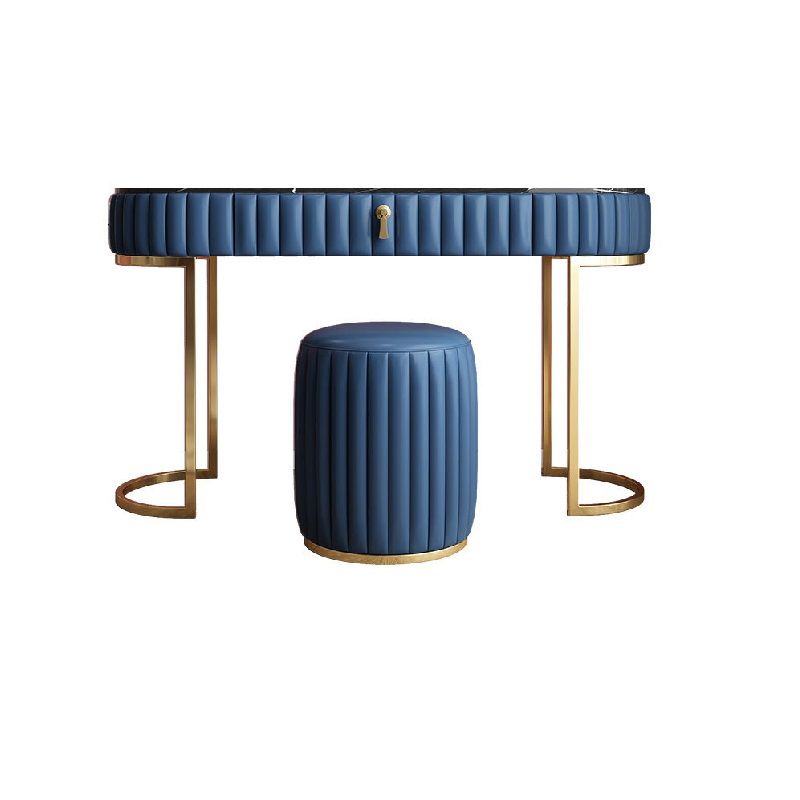 Glam Slate Top Makeup Vanity Set Blue 1 Drawer Vanity Dressing Table