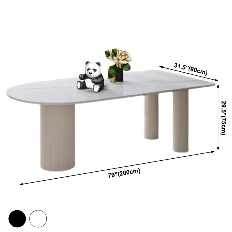 Solid Wood Modern Free Form Dining Table High Gloss White Sintered Stone Table for Dining Room