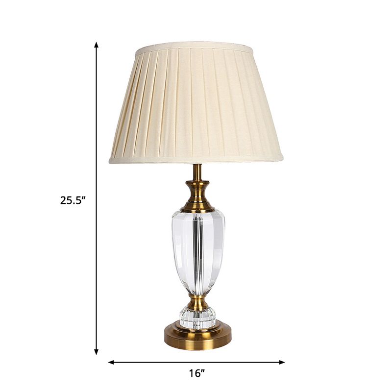 14 "/16" largo 1 camera da letto leggera luce notturna semplice lampada da comodino bianco con tonalità in tessuto affusolato