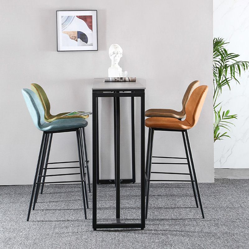 Modern Faux Leather Counter Stool Low Back Indoor Stool with Black Frame