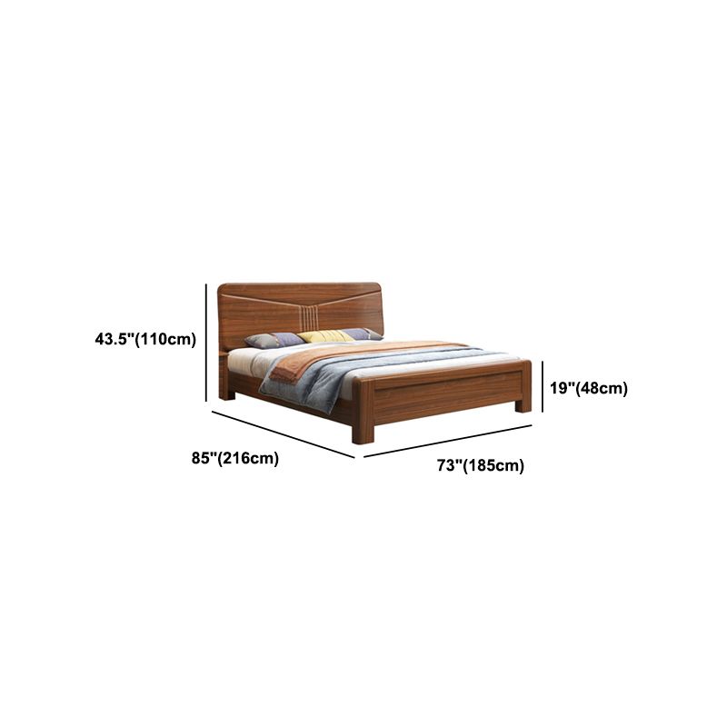 Traditional Panel Rectangular with Headboard Walnut Standard Bed