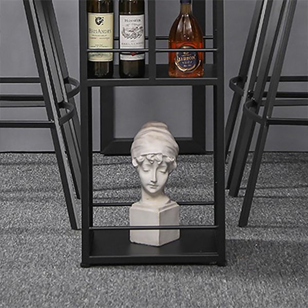 Modern Rectangle Stone Bar Table Set 1/3 Pieces Counter Table with Metal Stools