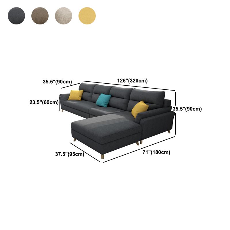 Modern Slipcovered Sofa & Chaise Fabric Flared Arm Sectional