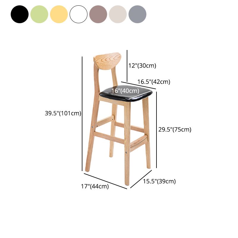 Scandinavian Oak Wood Home Stool Matte Finish Upholstered Bar Stools