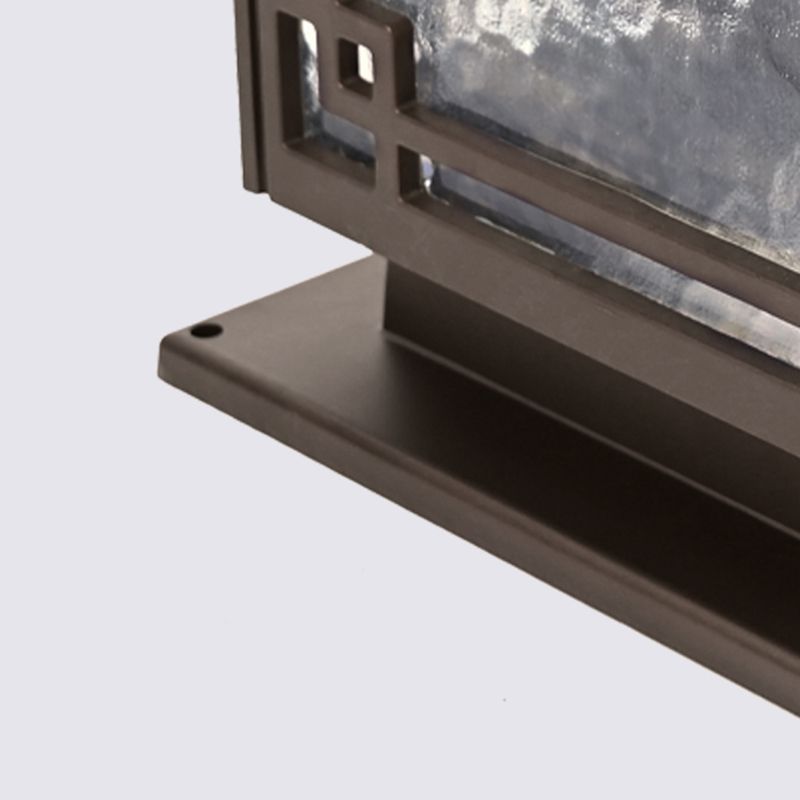 Rectangular Shape Metal Solar Pillar Lamp Modern 1 Light Outdoor Waterproof Light in Brown