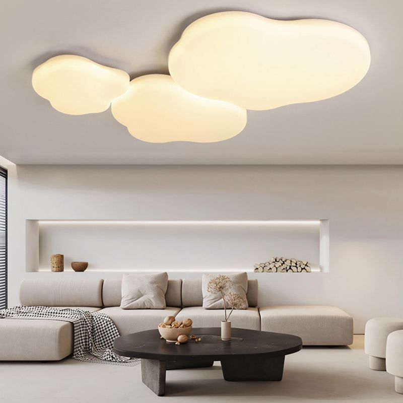 Cloud Shape Flush Ceiling Lights Modern Acrylic Flush Mount Lighting in White Finish